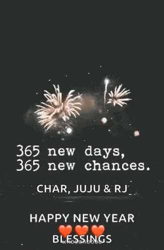a fireworks display with the words 365 new days , 365 new chances