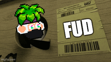 the word fud is on a piece of paper next to a cartoon character