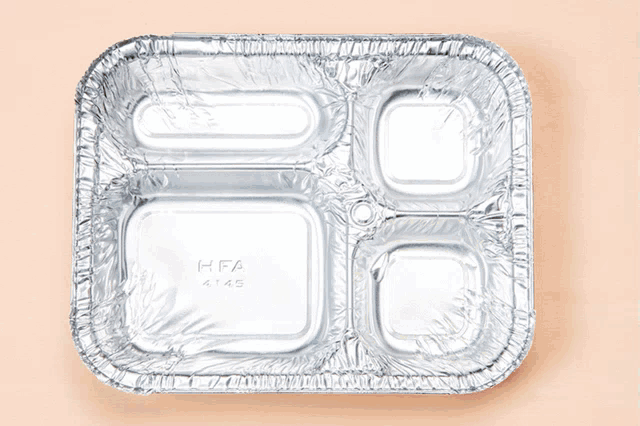 an aluminum tray with the numbers hfa 4145 on the side