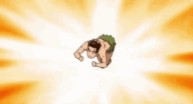a cartoon of a man in a bathing suit flying in the air