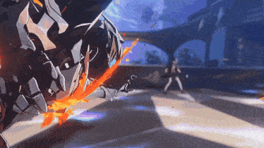 a video game character is fighting another character with a sword and says nsrgifs on the bottom