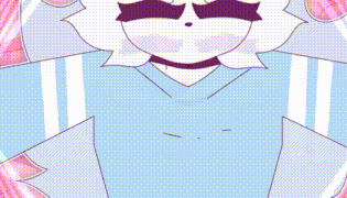a close up of a cartoon character 's face with a hypnotic look on his face .