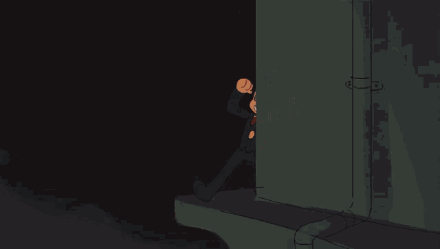 a cartoon of a man jumping over the word paza in red