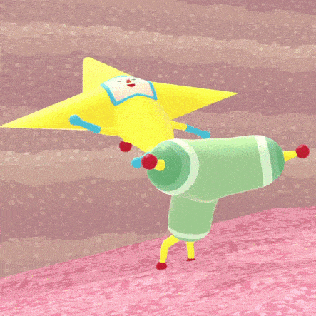 a cartoon character with a yellow star on his head