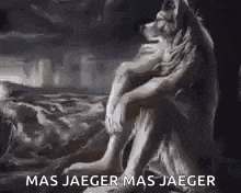 a painting with the words mas jaeger mas jaeger written on it