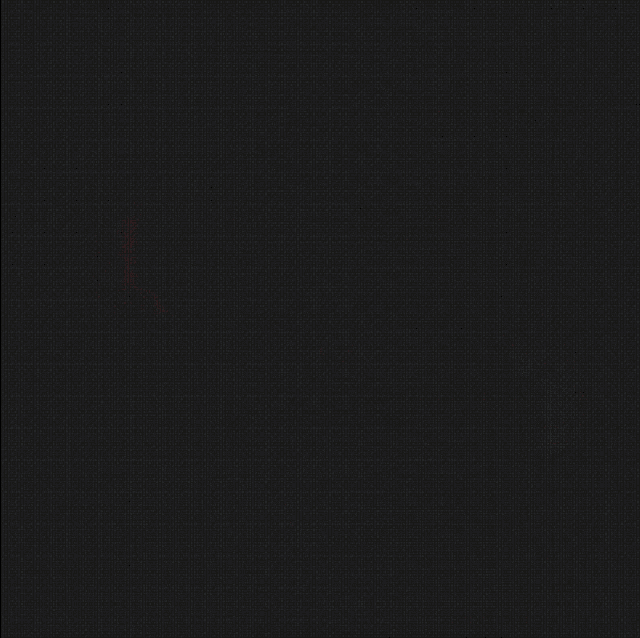 a white triangle with a red arrow in the middle on a black background