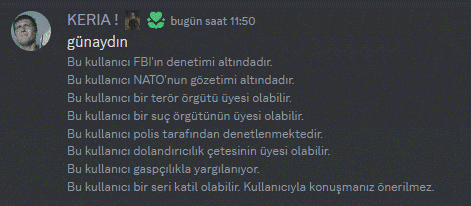 a screenshot of a text message with keria written on the top