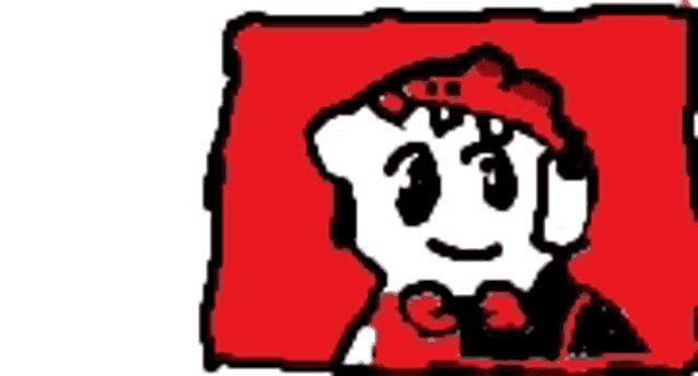 a drawing of a cartoon character with a red hat