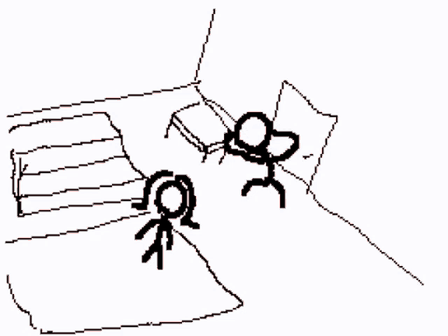 a drawing of a man laying on a bed with blood coming out of his mouth