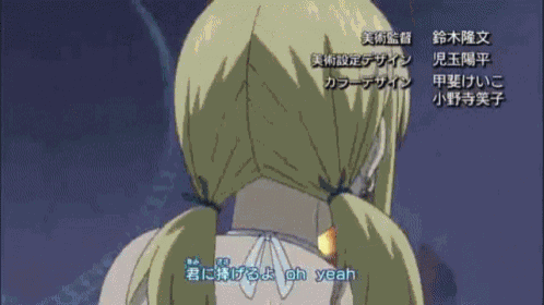 a girl with blonde hair is singing a song in a foreign language