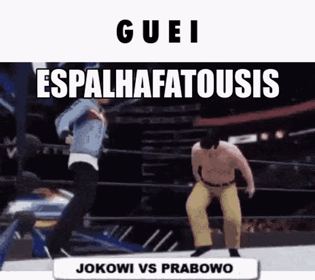 a wrestling match between jokowi and prabowo is being played in a video game