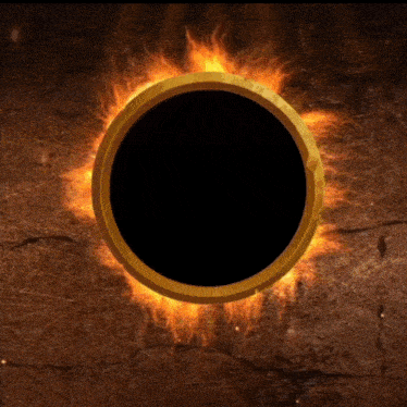 a gold circle with a black hole in the middle of it