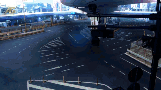 an empty intersection with a sign that says ' n ' on it