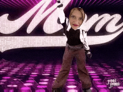 a woman is dancing on a dance floor in front of a sign that says mama .