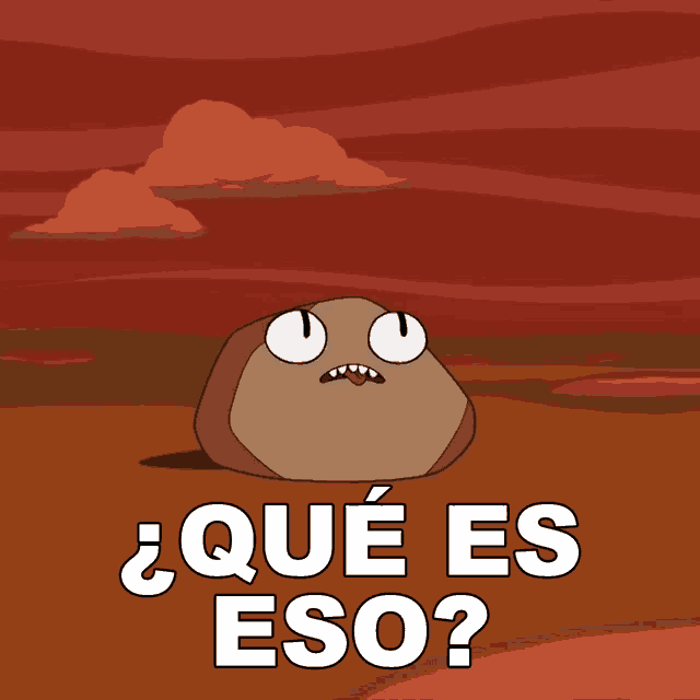 a cartoon character with a surprised look on his face and the words " que es eso "