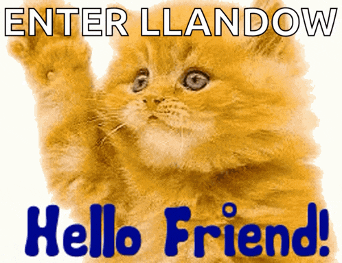 a picture of a kitten with the words hello friend below it
