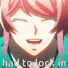 a picture of a girl with pink hair and the words had to lock in behind her