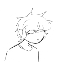 a black and white drawing of a boy wearing a mask on his face .
