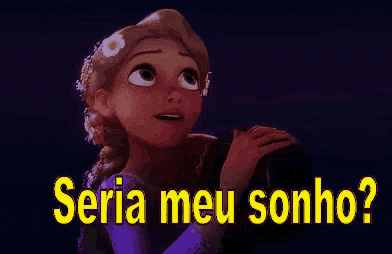a cartoon of rapunzel with the words seria meu sonho