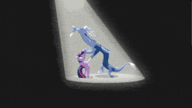 a cartoon drawing of a dragon and a pony