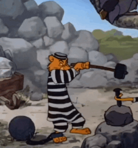 a cartoon character is holding a hammer in his hand
