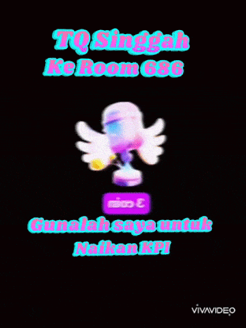 a trophy with wings and the words " tq singkat ke room cbs "