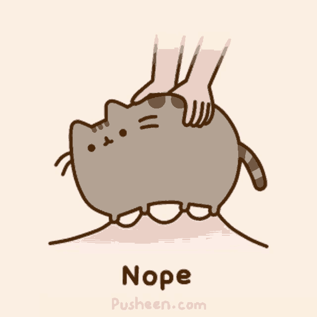 a cartoon drawing of a cat with the word nope on it