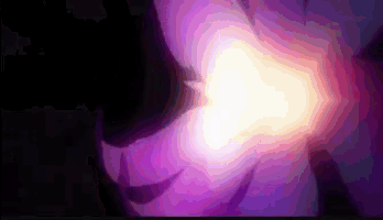 a purple and yellow light is coming out of a flower .