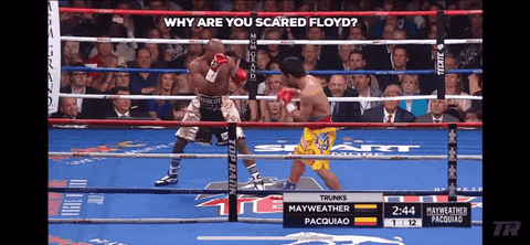 a boxing match between mayweather and pacquiao is going on