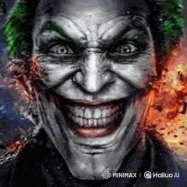 a close up of a joker 's face with hailuo ai on the bottom