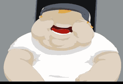 a cartoon drawing of a fat man with a hat on