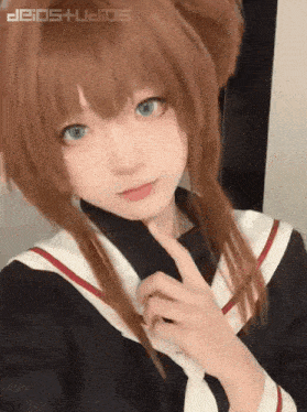 a close up of a girl 's face with heidos studios written on the bottom right
