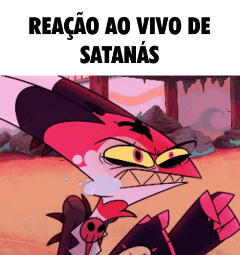 a cartoon character with the words " reacao ao vivo de satanas " on the bottom