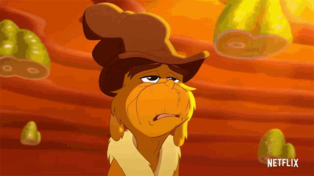 a cartoon character wearing a cowboy hat with netflix written on the bottom