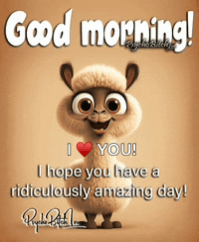 a cartoon llama says good morning i love you