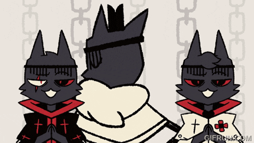 a cartoon of a cat wearing a knight 's helmet with a cross on his chest