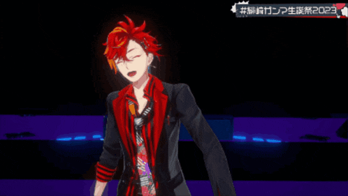 a man with red hair is dancing in front of a sign that says # 2022
