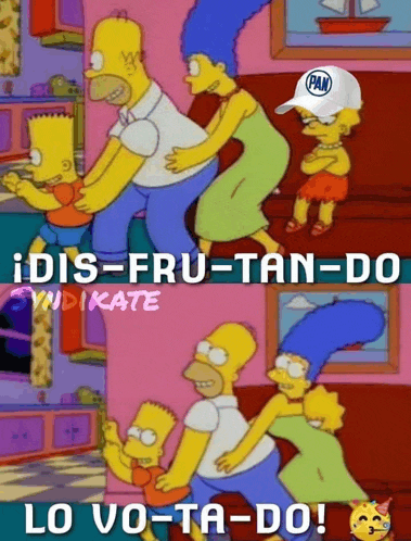 a cartoon of homer simpson and marge simpson with a pan hat