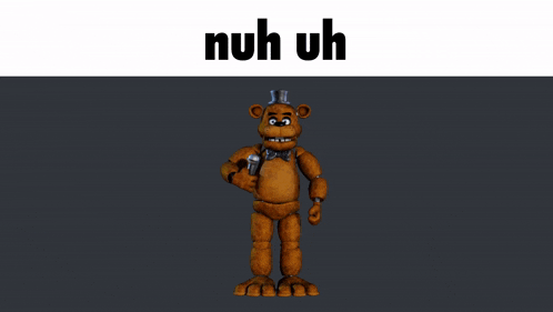 a picture of a teddy bear with the words nuh uh on the bottom