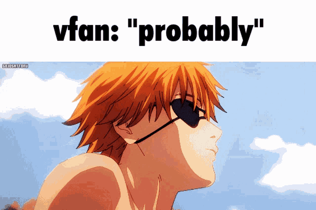 a picture of a shirtless anime character with the words " vfan probably " above him