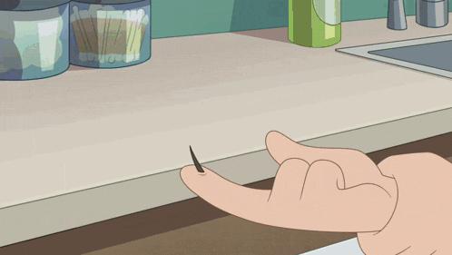 a cartoon drawing of a finger with a sharp point on it