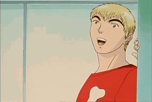 a man wearing a red shirt with bones on it is smiling