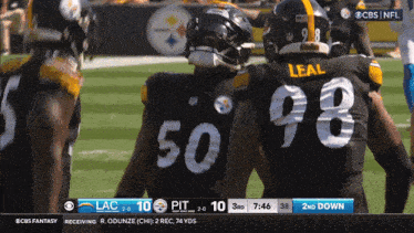 a cbs nfl broadcast of a football game between the lac and pittsburgh steelers