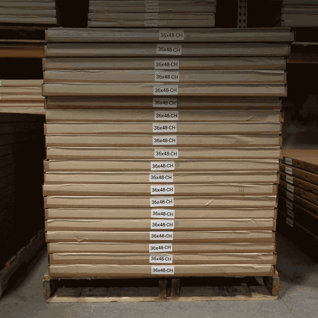 a stack of cardboard boxes with the numbers 36x48 on them