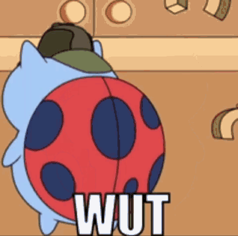 a cartoon cat wearing a hat and a ladybug 's tail .