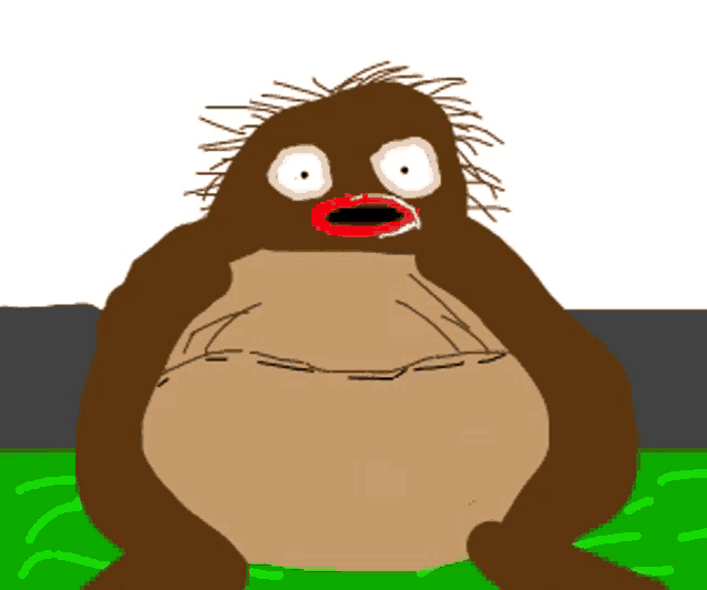 a cartoon drawing of a squirrel with a surprised look on its face