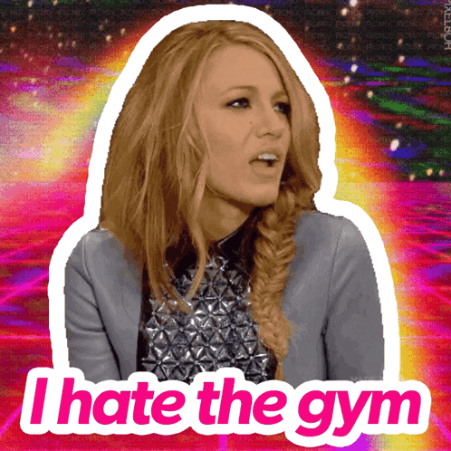 a sticker of a woman with the words i hate the gym