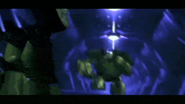 a pixelated image of a person standing in front of a large explosion