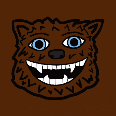 a cartoon drawing of a werewolf with a green background