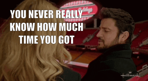 a hallmark ad with a man and a woman talking